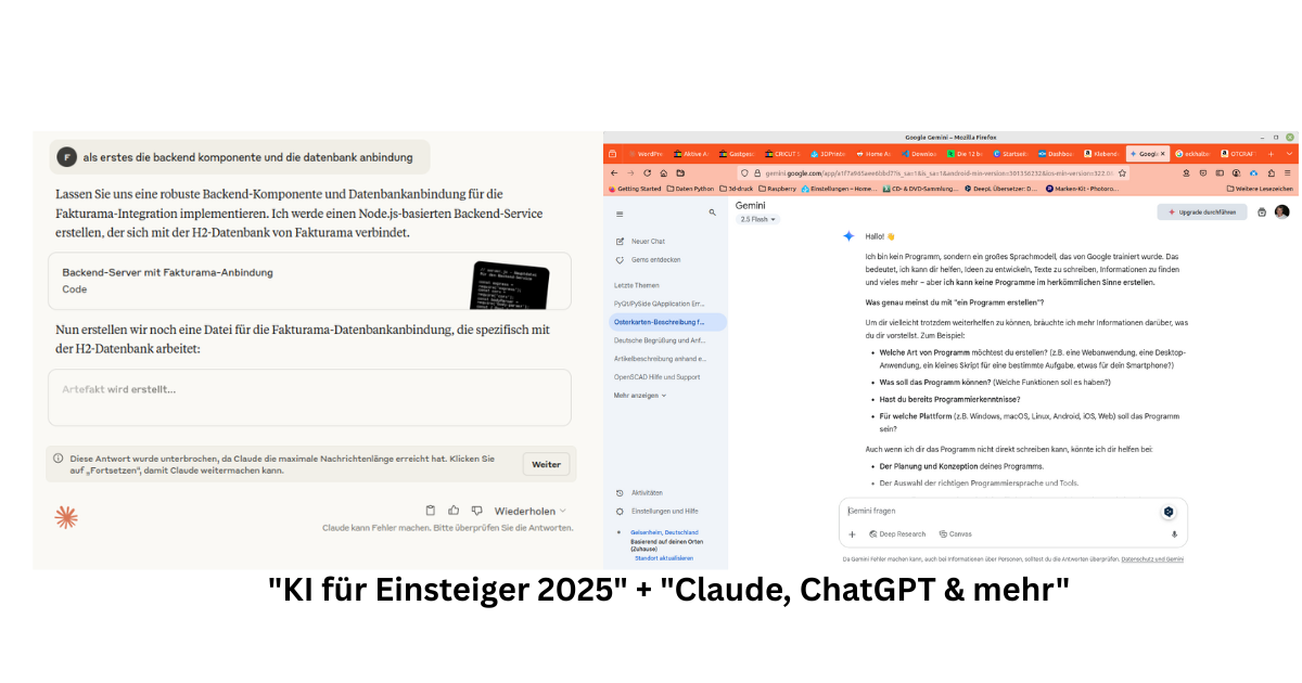 KI für Einsteiger - Claude und Gemini Interface Vergleich 2025
