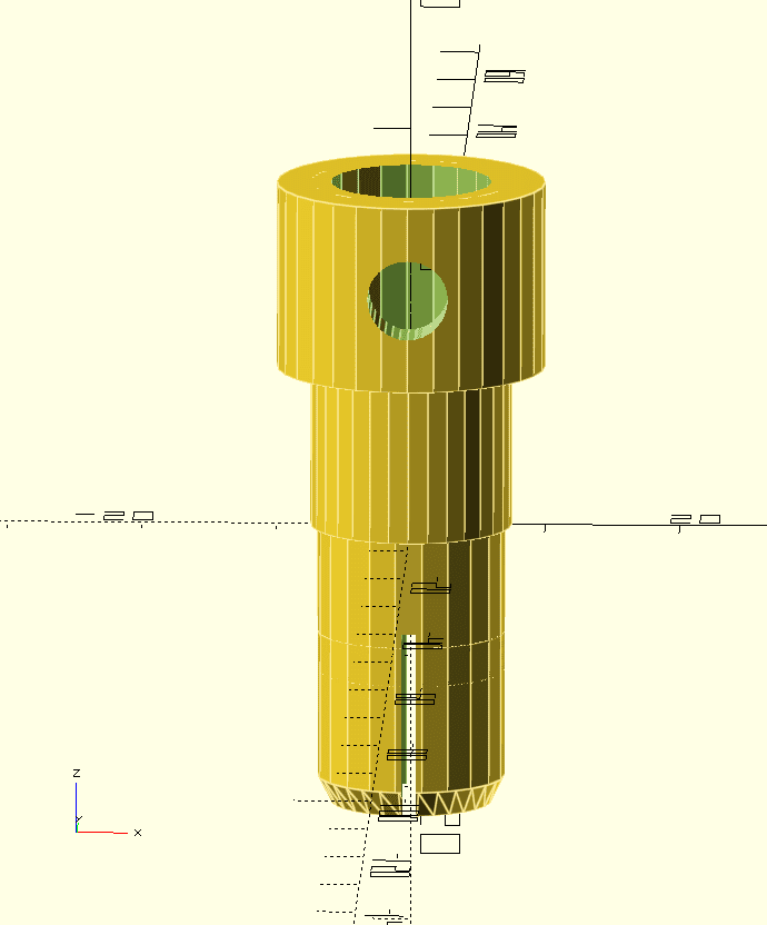 OpenScad Screenshot von Universal-Stiftadapter für Cricut Maker3 für handelsübliche Stifte bis 12mm Durchmesse